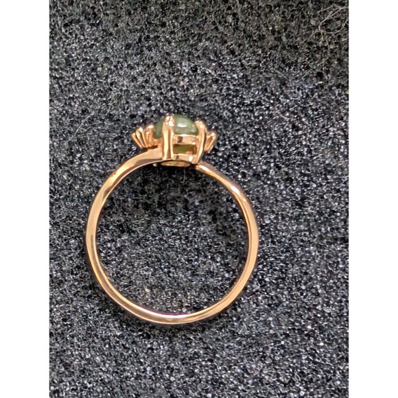 10 K Gold Plated Jade & Diamond Accent Ring Size 9 - Picture 5 of 7